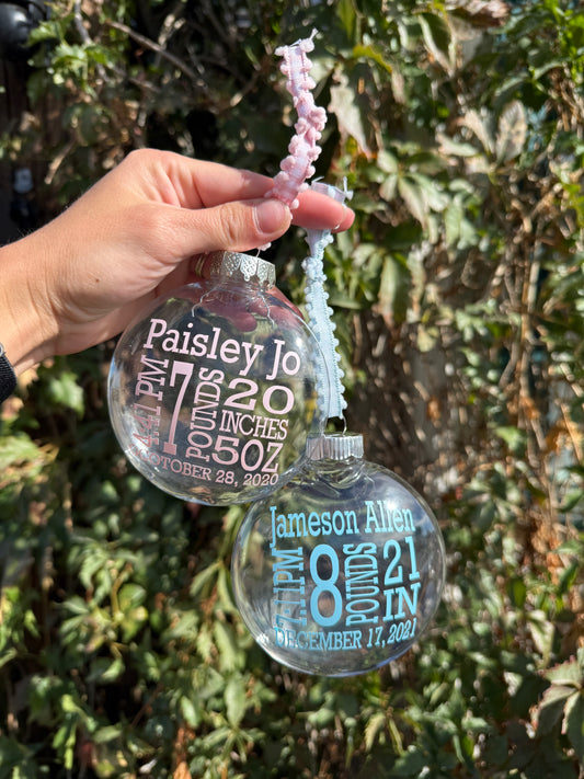 Baby's First Christmas Ornament: Keepsake Birth Stats Personalizable
